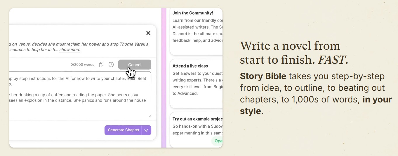 Sudowrite screen capture.